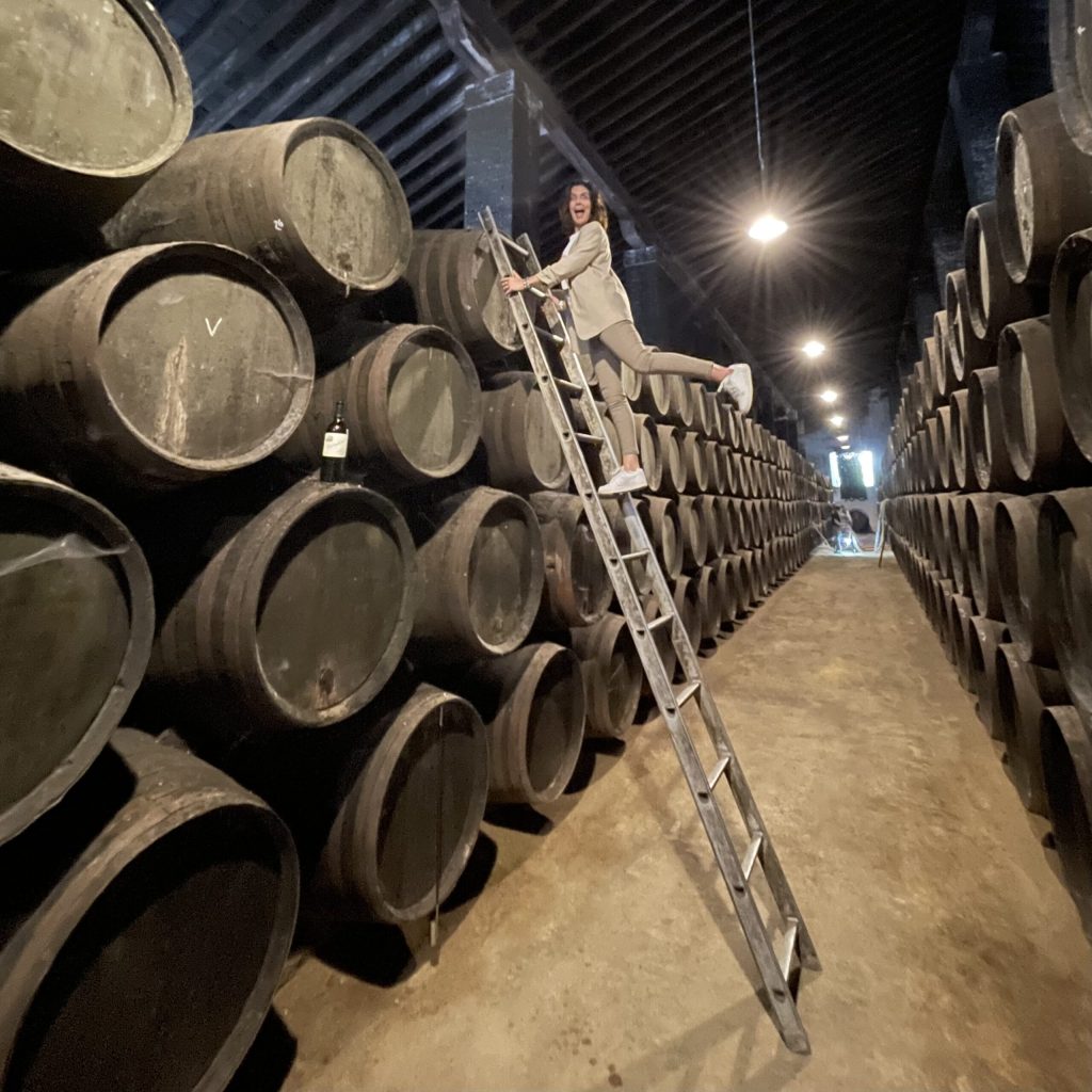Our Inma at Bodegas Hidalgo, with their 'Sistema Solera y Criaderes'.