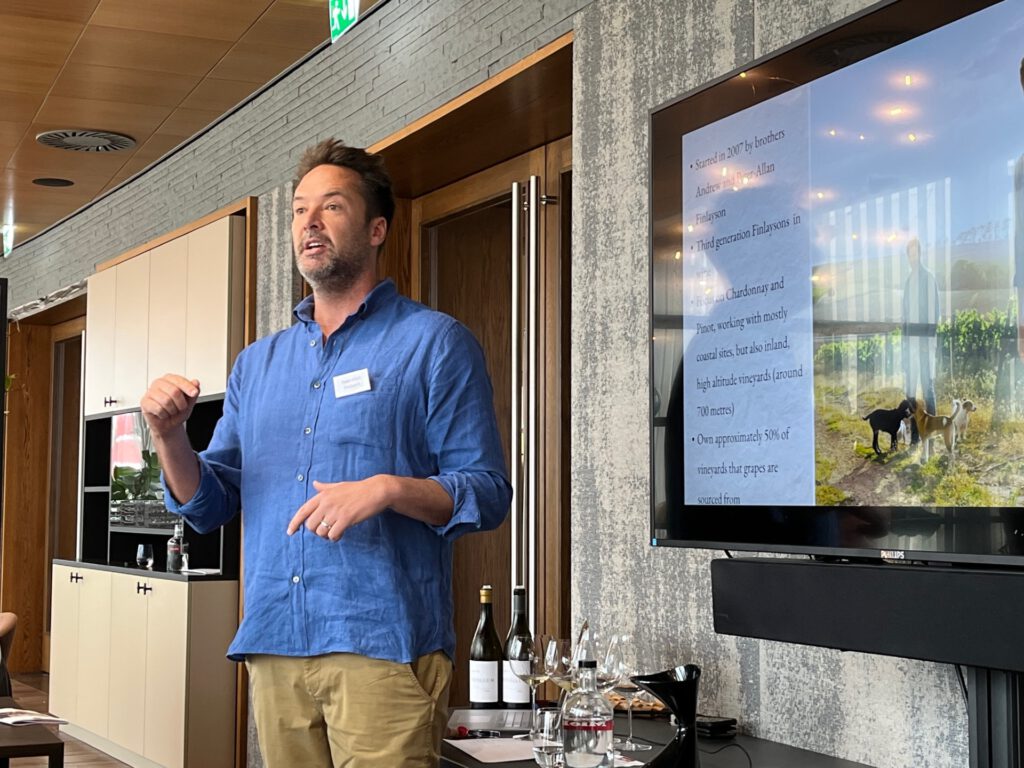 Peter-Allan Finlayson presenting the wines of Crystallum.