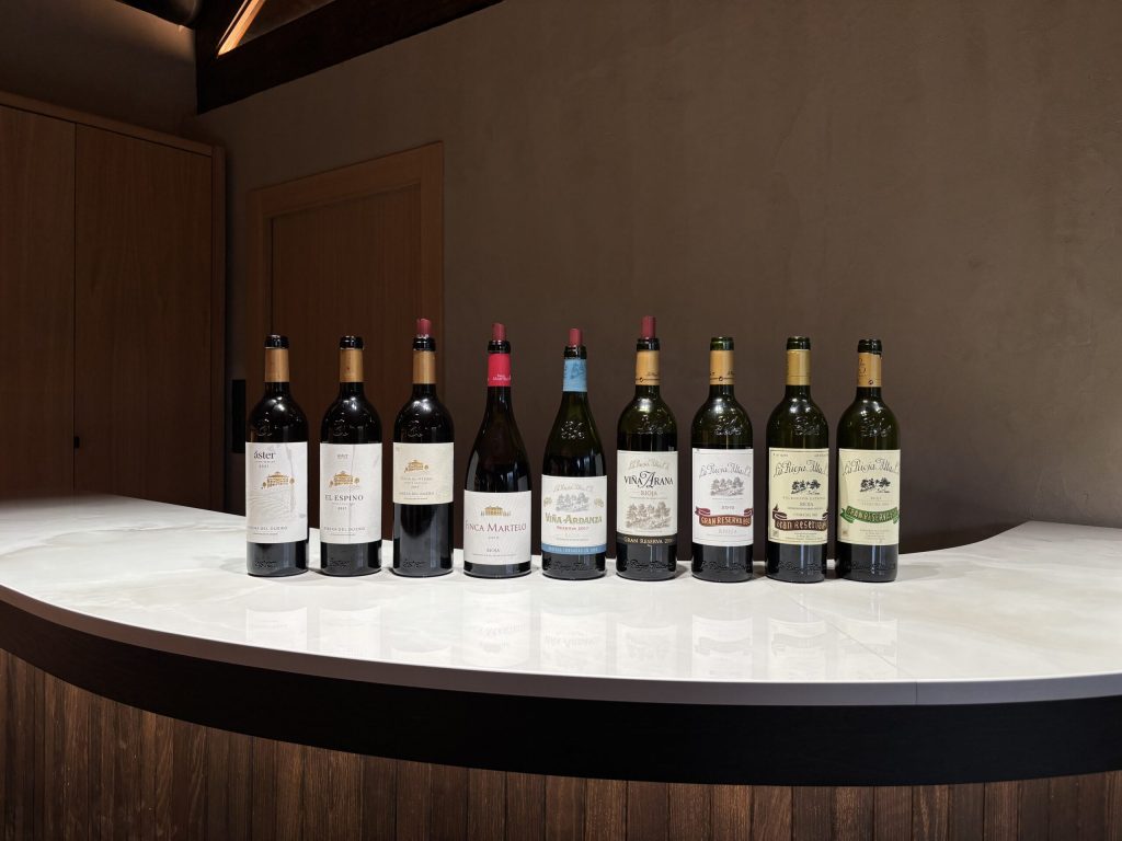 A Selection of La Rioja Alta S.A.'s wines during our tasting.