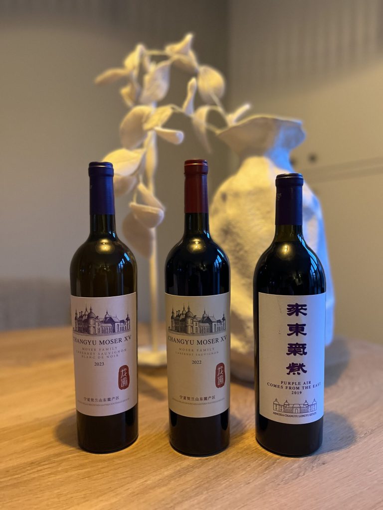 Chateau Changyu Moser's Wines on our Tasting Table.