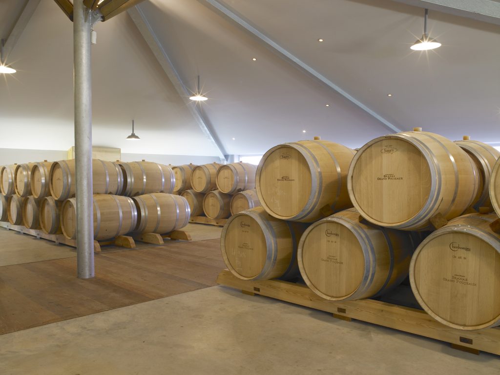 The Barrel Cellar of Château Branas Grand Poujeaux. 