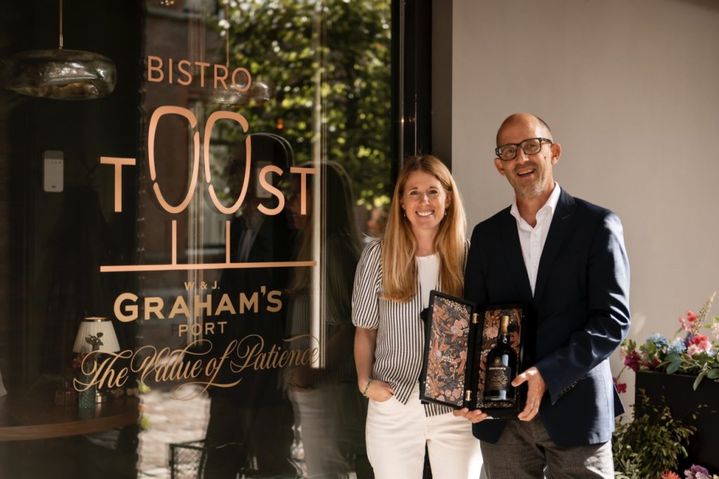 Floris Verlinden and Charlotte Symington with the 80-year-old.