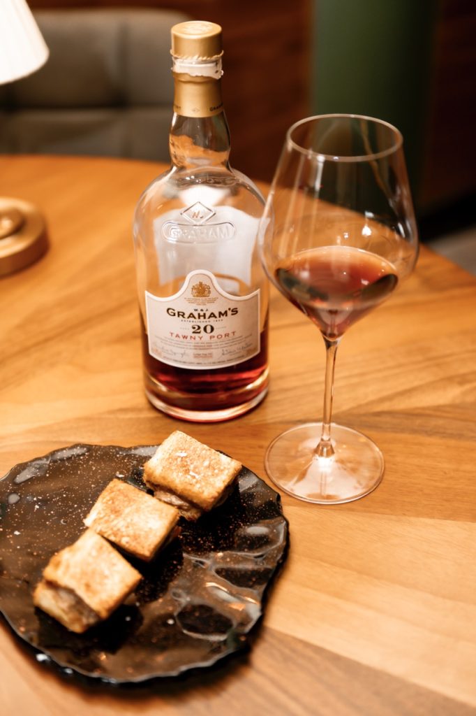 Graham's 20-year-old and Foie Gras Toast.