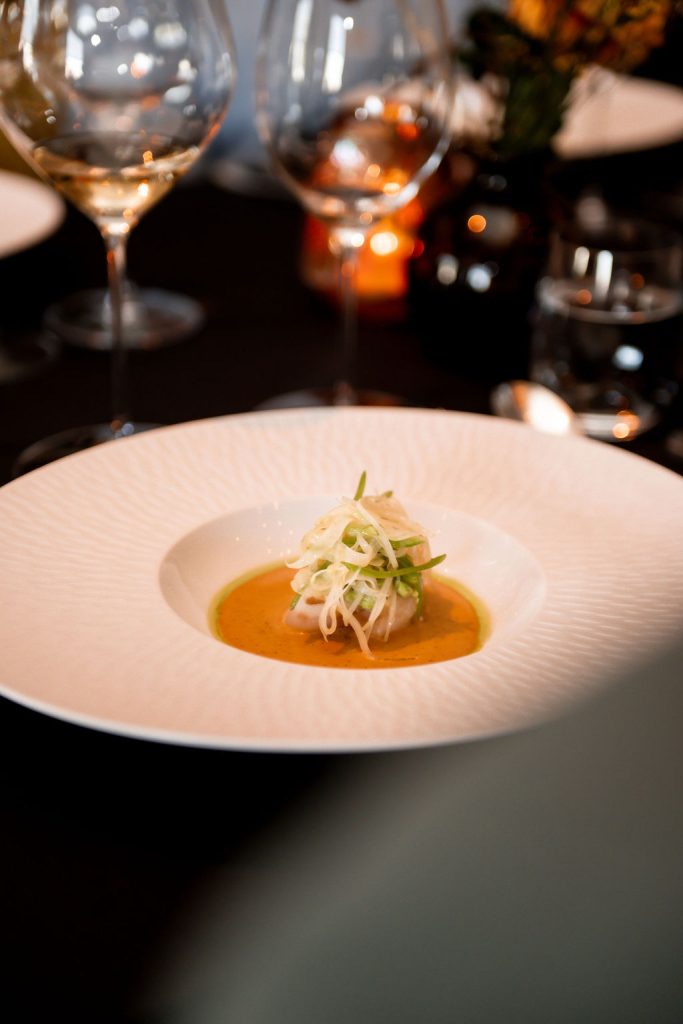 Monkfish with Red Curry, Thai Basil & Som Tam.