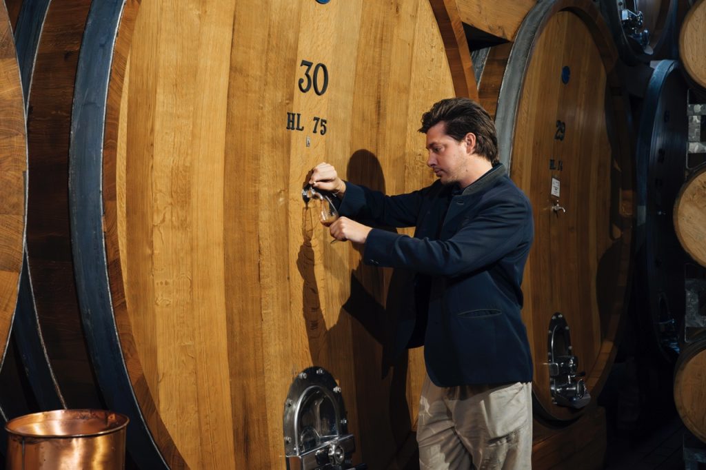 Santiago Marone Cinzano  in the Cellar of Col d'Orcia.