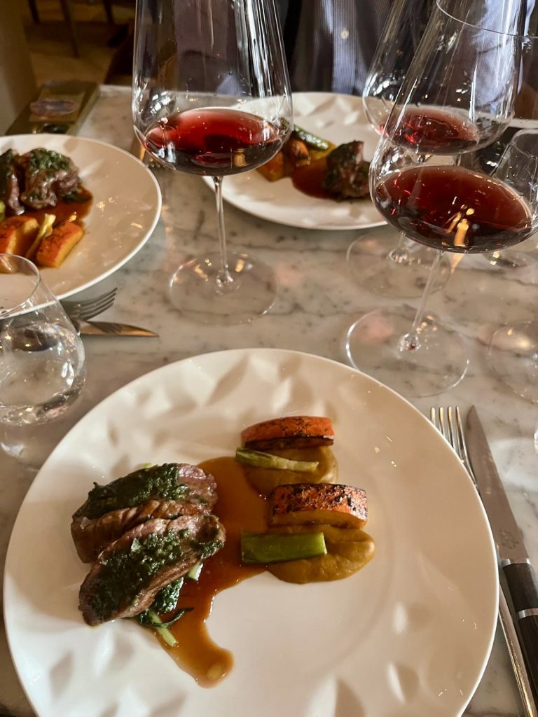 The veal dish paired wonderfully with the red wines.